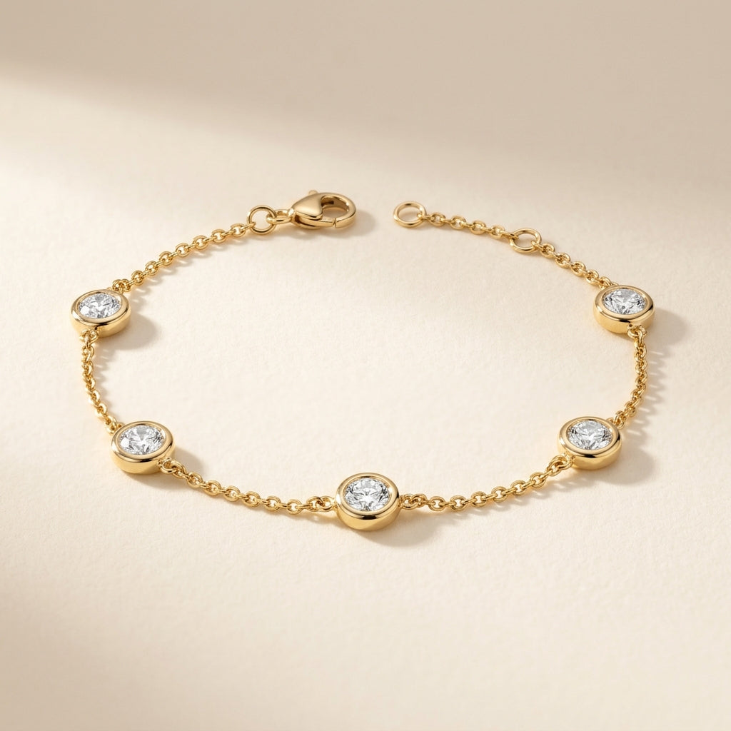 Lab Diamond Bezel Station Bracelet