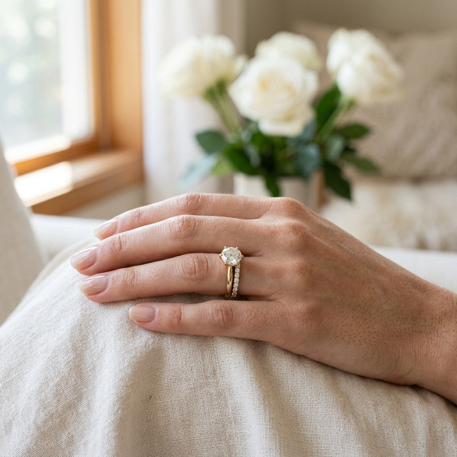Featherline Lab Diamond Bridal Stack — worn