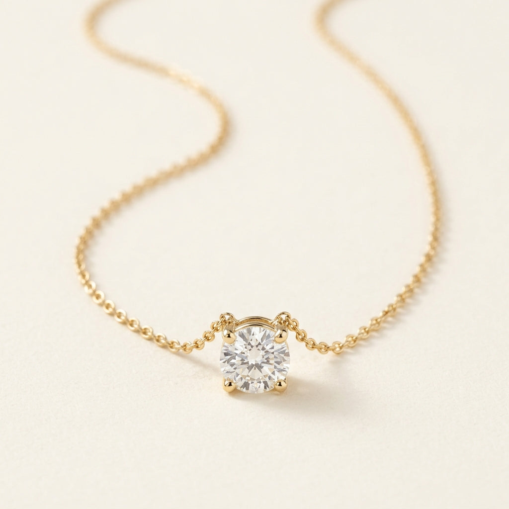 Lab Diamond Solitaire Pendant Necklace