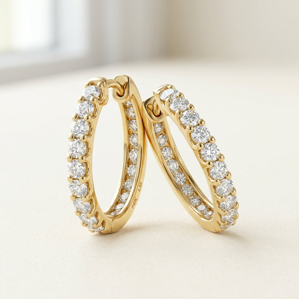 Lab Diamond Inside-Out Huggie Hoops