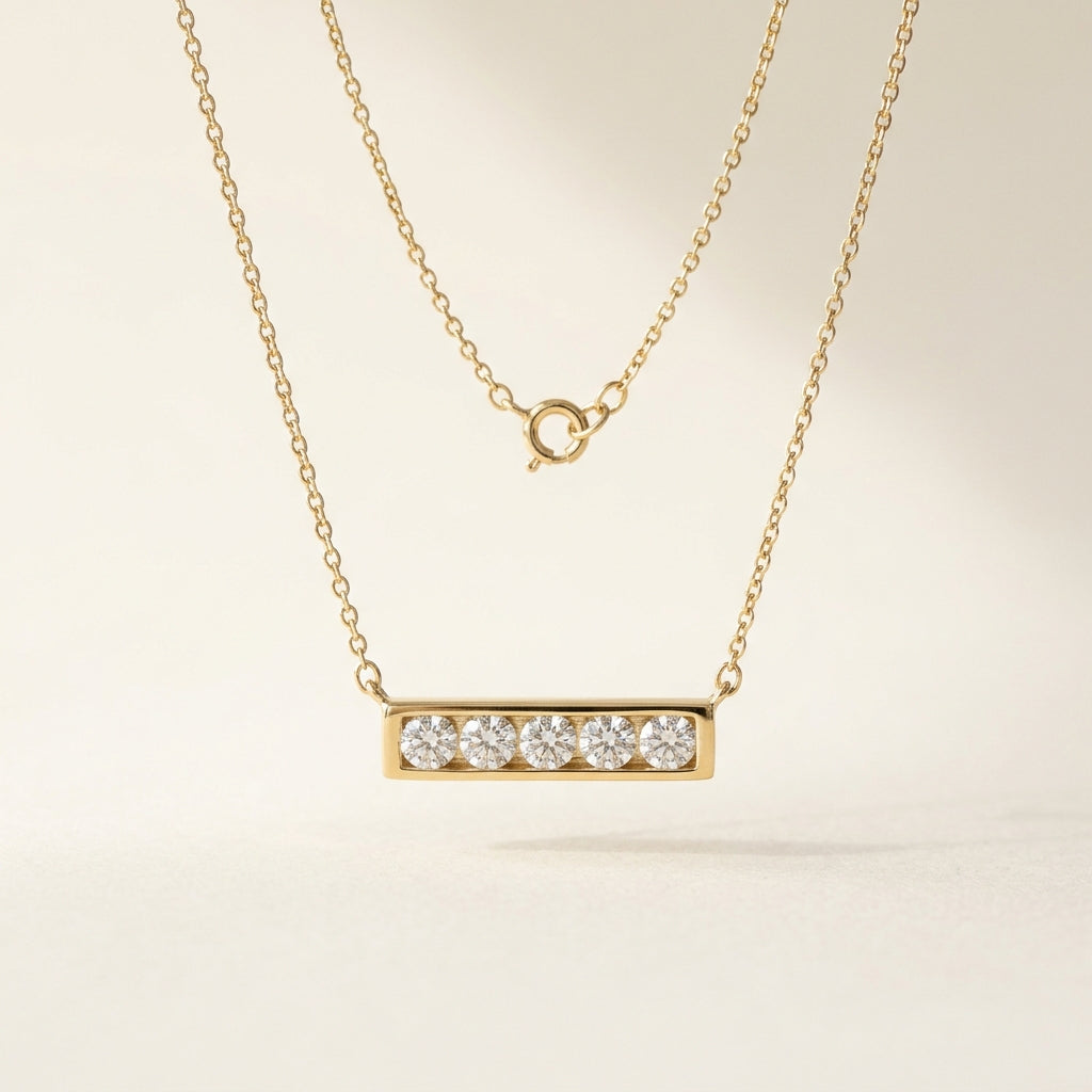 Lab Diamond Five-Stone Bar Necklace