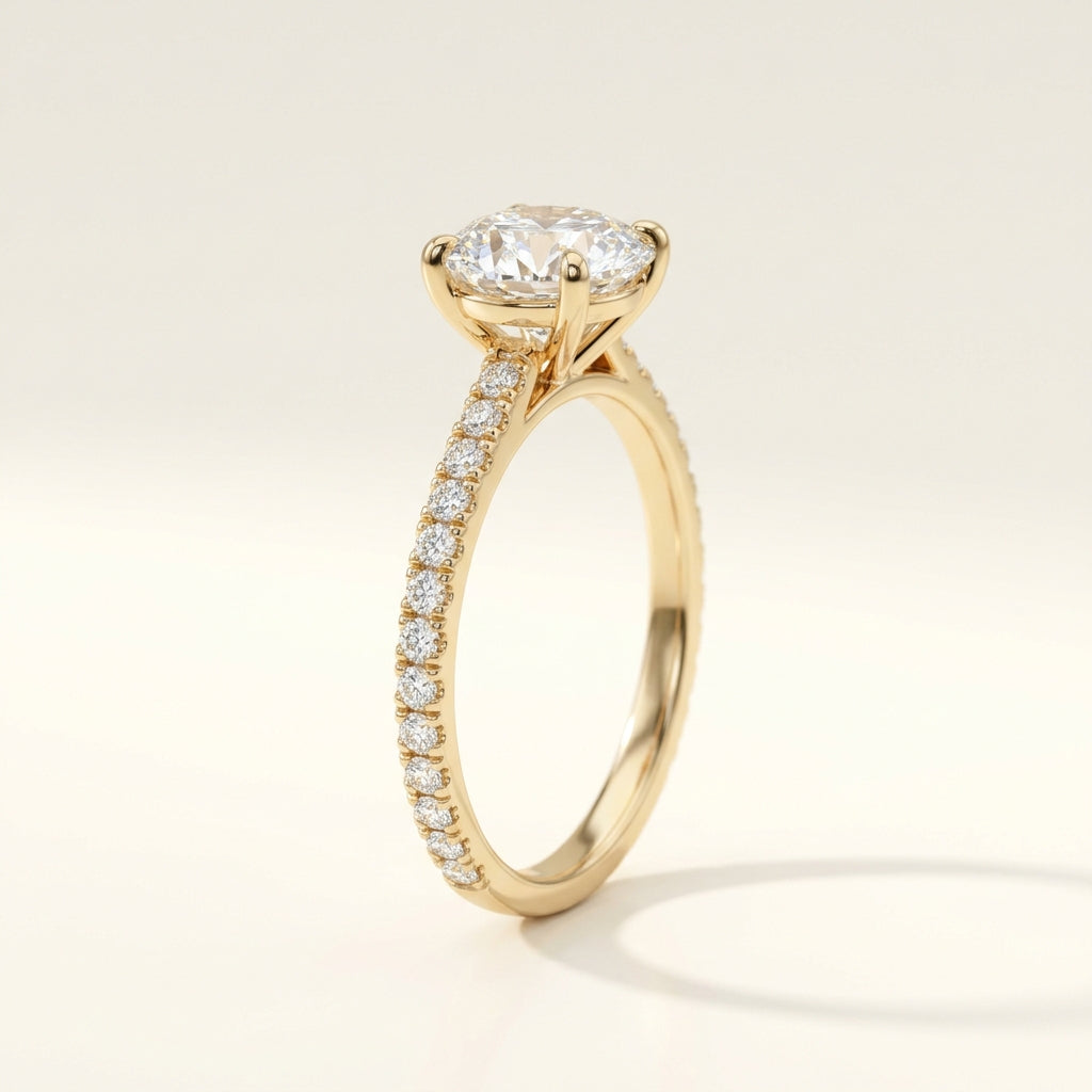 1 ct Lab Diamond Pavé Engagement Ring