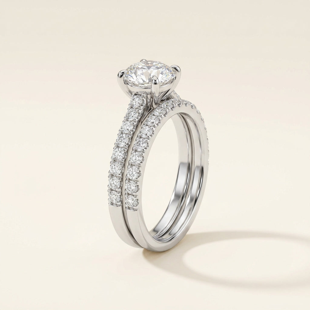 Pavé Lab Diamond Bridal Stack