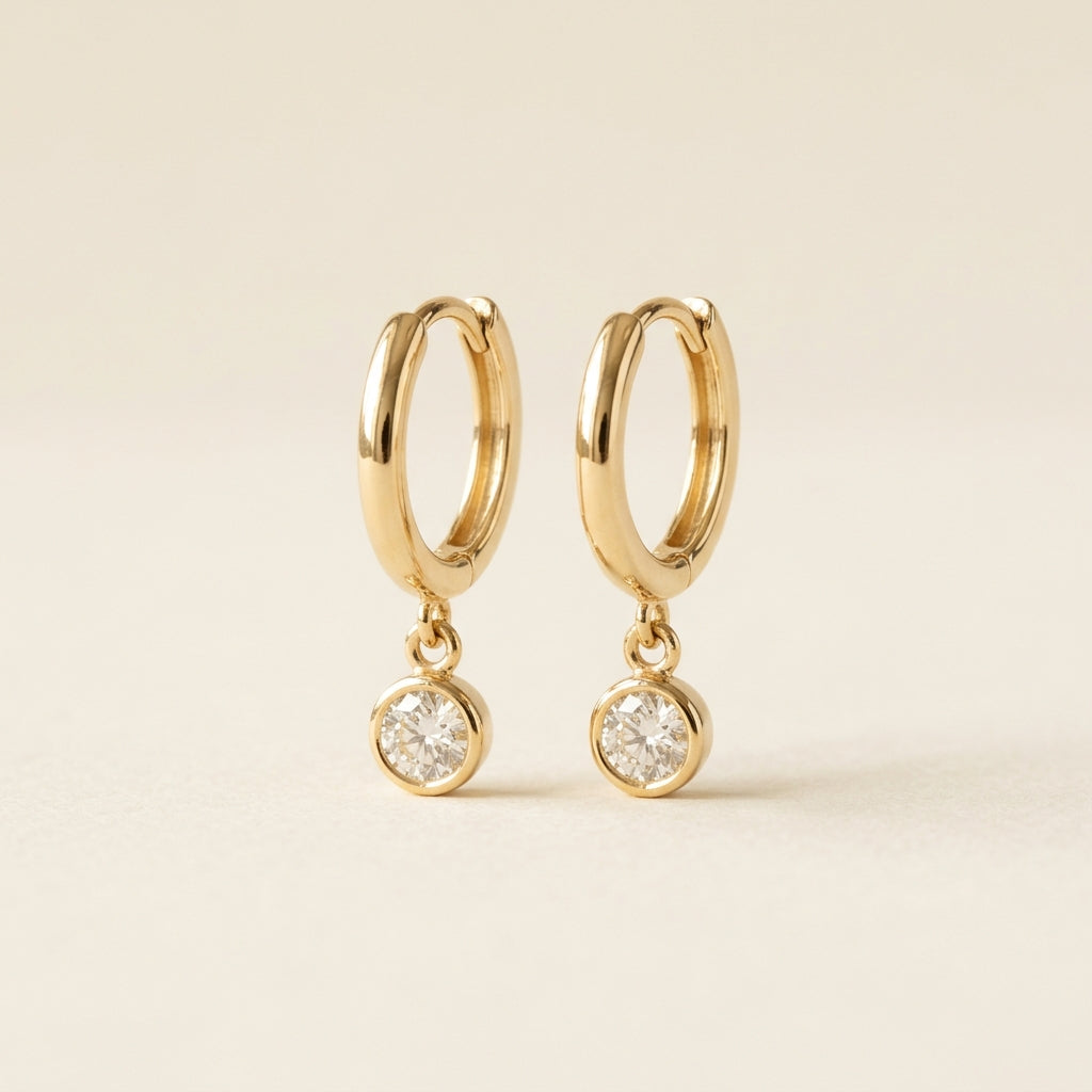 Lab Diamond Bezel Drop Huggies