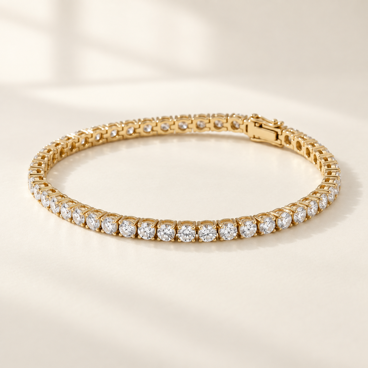 2 ct Lab Diamond Featherline Tennis Bracelet — AI-assisted ivory studio visualization. Based on the original product image.