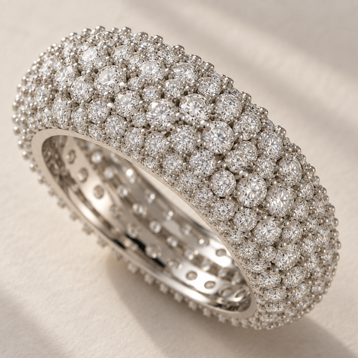 Constellation Pavé Lab Diamond Cocktail Ring in white gold, close-up detail