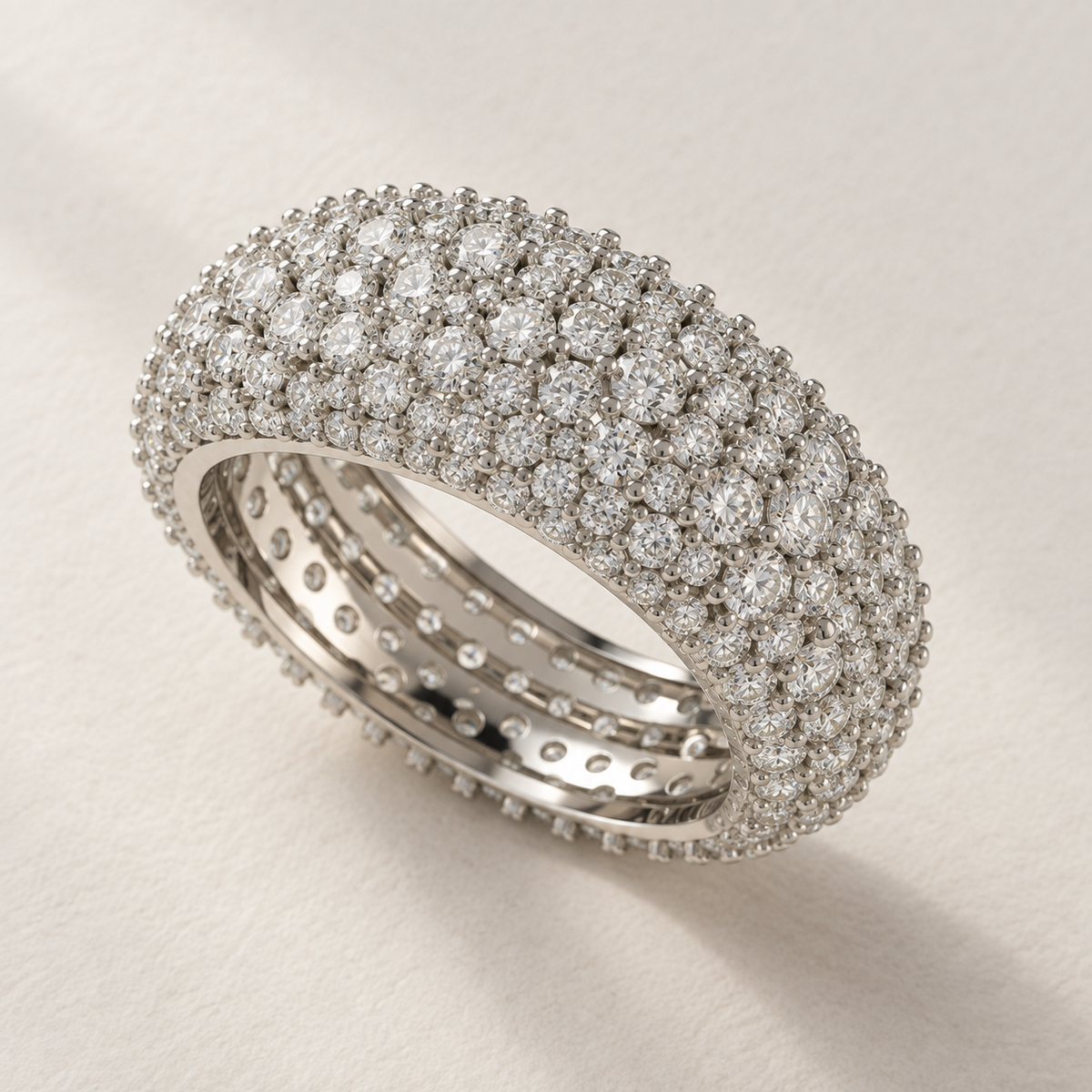 Constellation Pavé Lab Diamond Cocktail Ring in white gold, three-quarter view