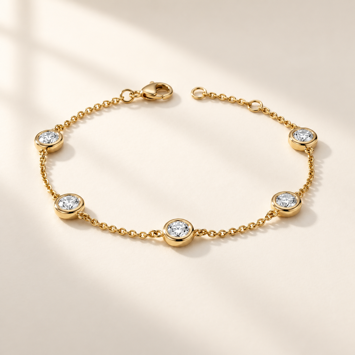 Lab Diamond Bezel Station Bracelet — AI-assisted ivory studio visualization. Based on the original product image.