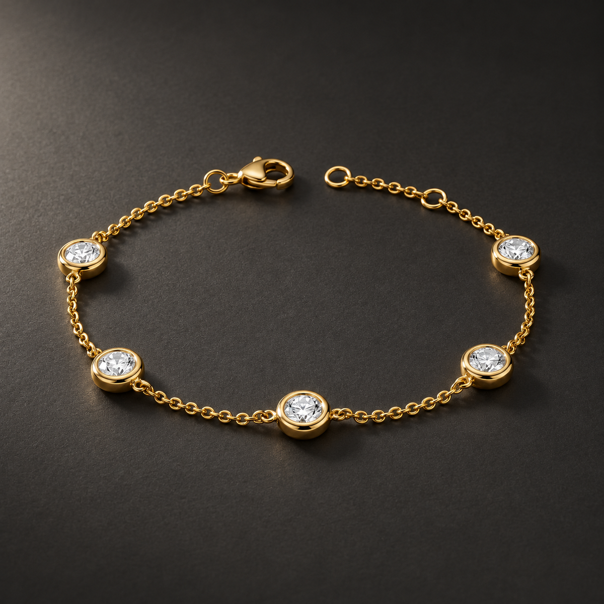 Lab Diamond Bezel Station Bracelet — AI-assisted graphite editorial visualization. Based on the original product image.