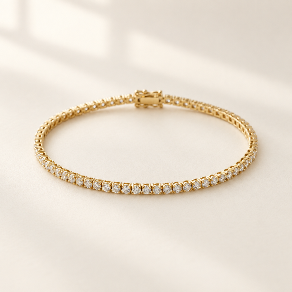 1 ct Lab Diamond Petite Tennis Bracelet — AI-assisted ivory studio visualization. Based on the original product image.